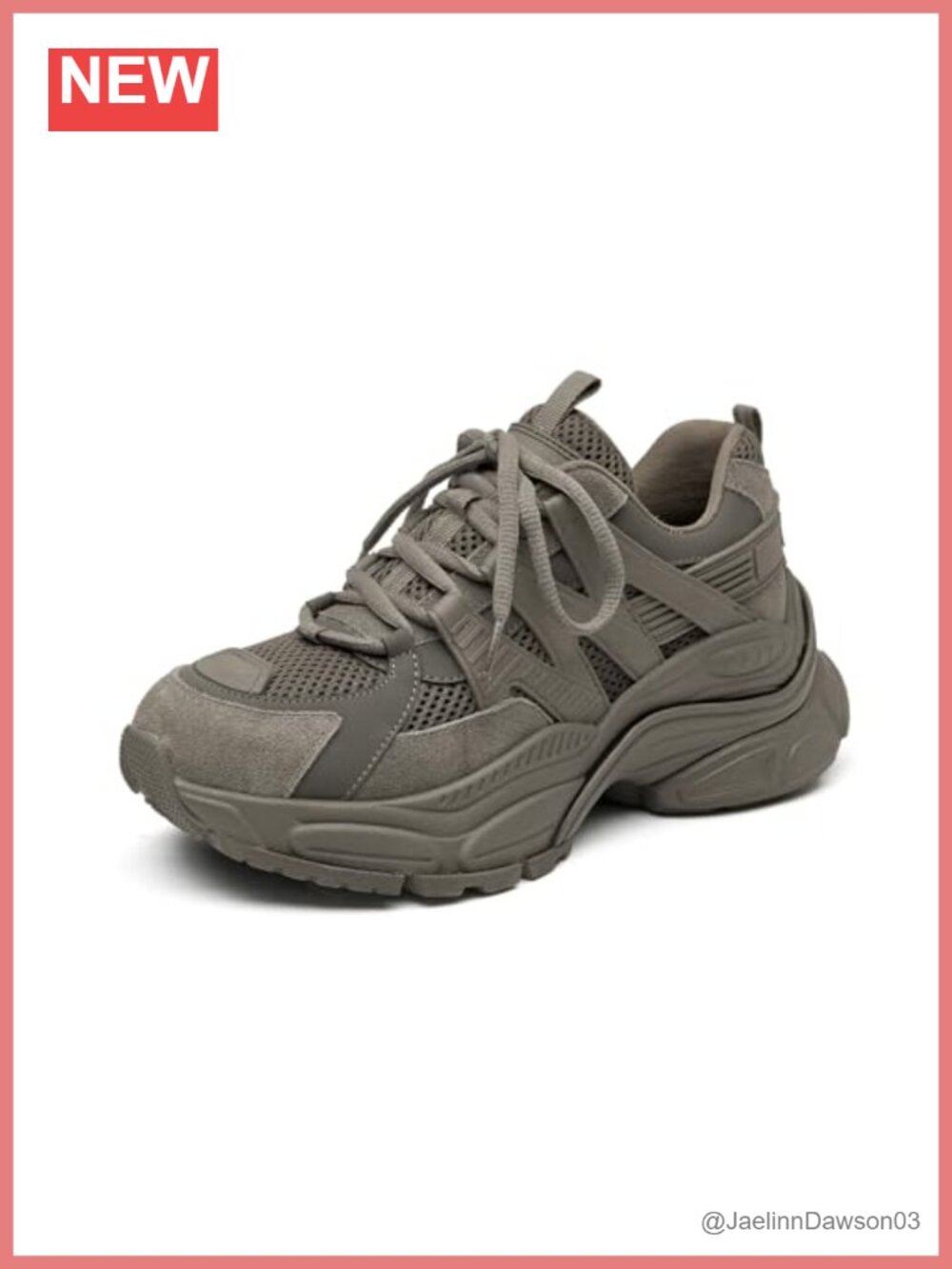 Chunky Platform Lace-Up Sneakers Women Cow Suede Mesh Fashion Shoes